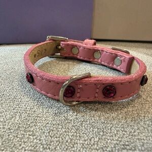 Adorable XS ruffluv pink gem studded dog collar in XS small puppy princess cute
